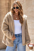 Sherpa Fleece Zip Front Drawstring Hood Drop Shoulder Pocketed Jacket